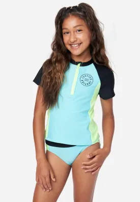 Collection X by Justice Color Block Rash Guard Bikini Swim Set