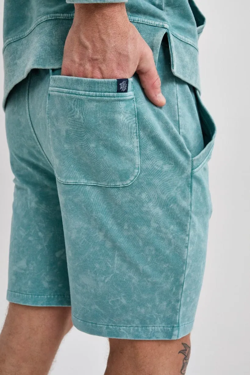 Coral Blue Acid-Washed Short