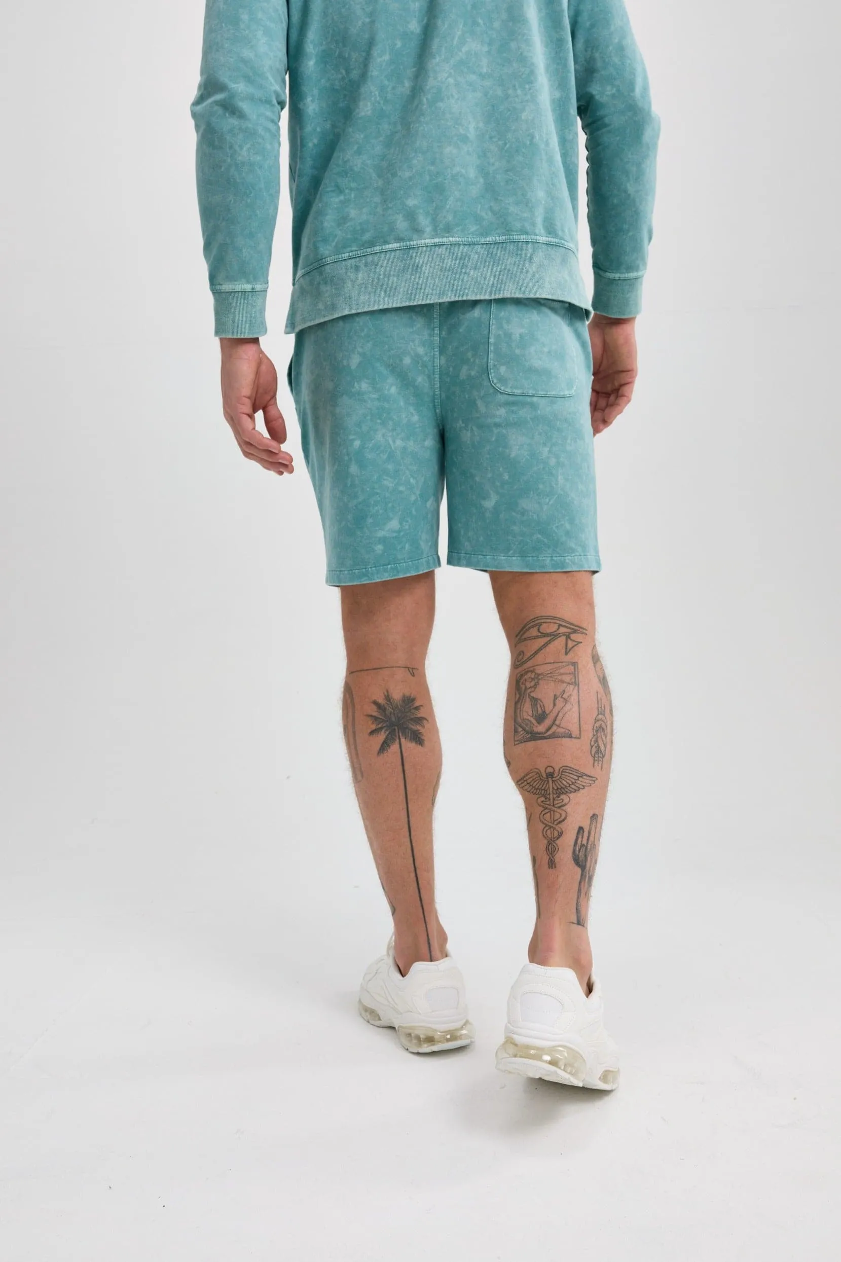 Coral Blue Acid-Washed Short