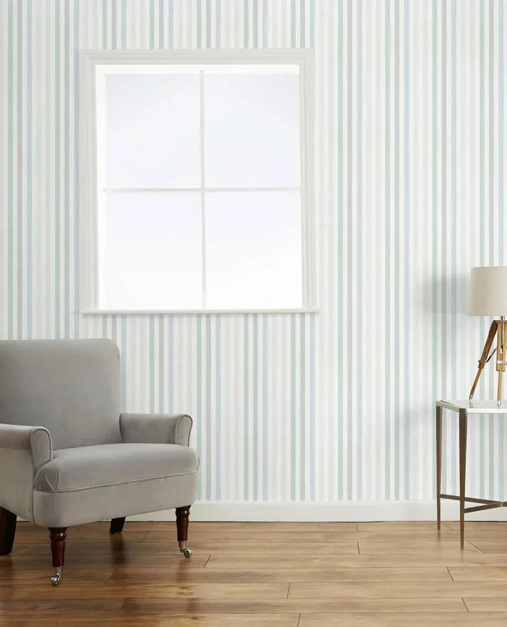 Cornish Stripe Grey Green Wallpaper