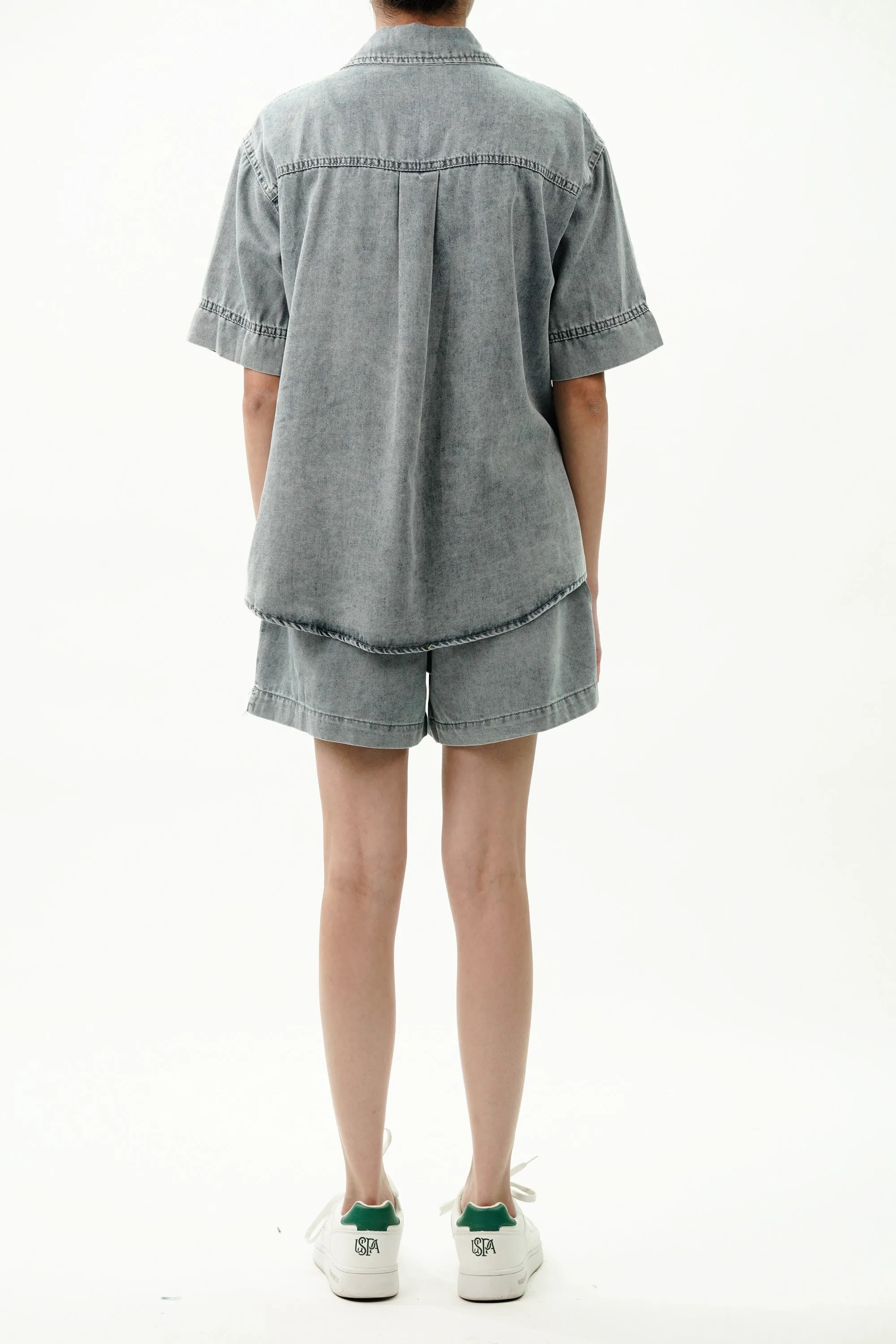 Cotton Denim Coord Set with Pin Tucks