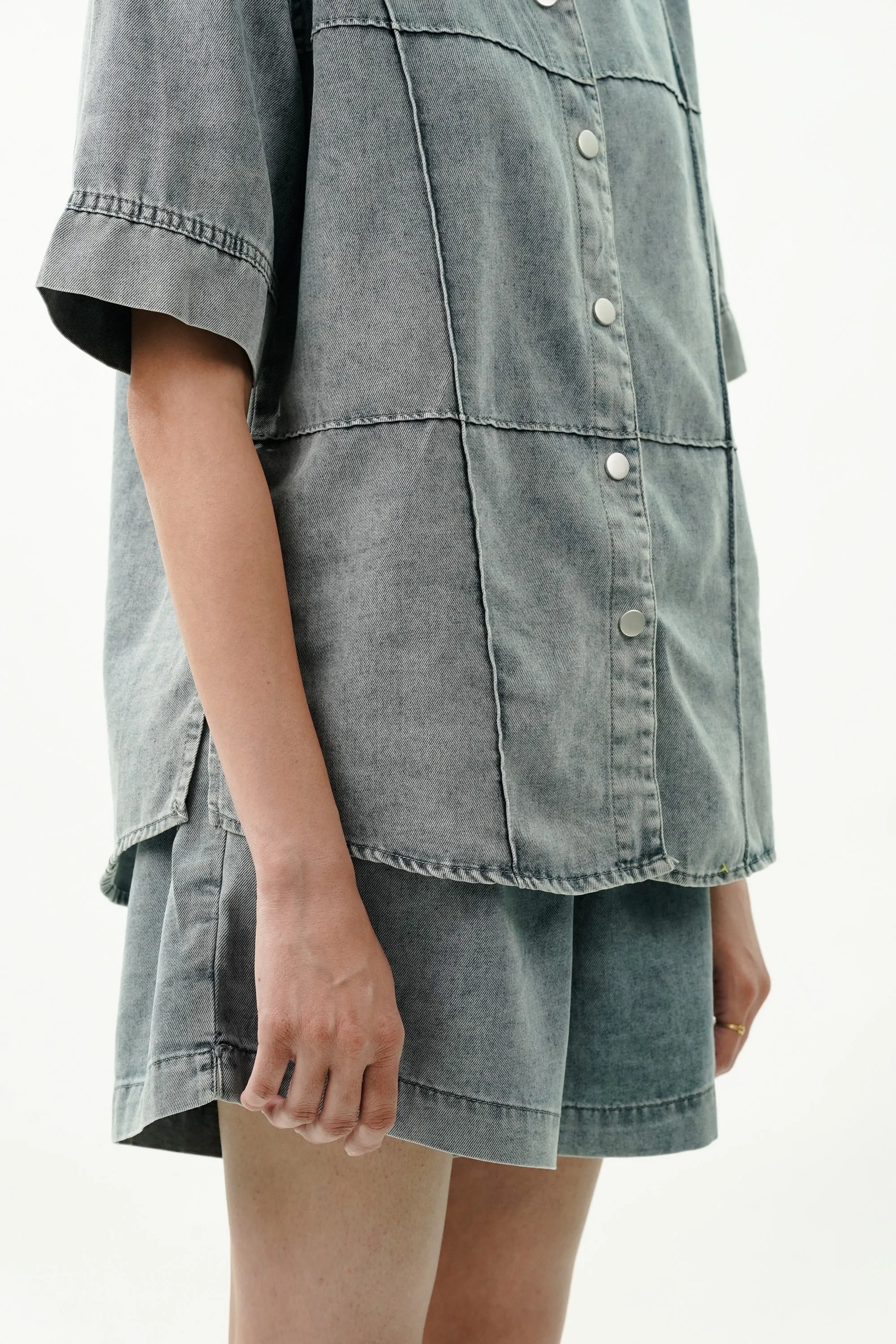 Cotton Denim Coord Set with Pin Tucks