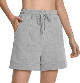 Cotton High Waisted Sweat Drawstring Casual Shorts with Pockets Summer Shorts Women