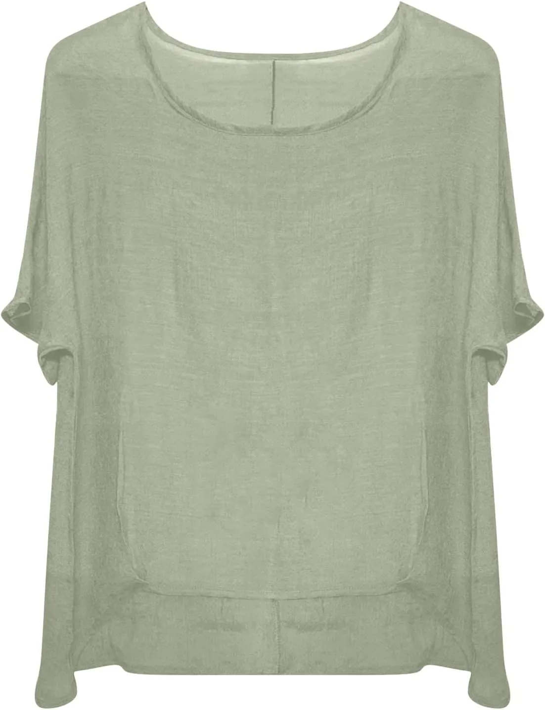 Cotton Linen Shirts for Women Three Quarter Sleeve Cotton and Linen Top with Stand Collar Dressy Casual Vacation Top
