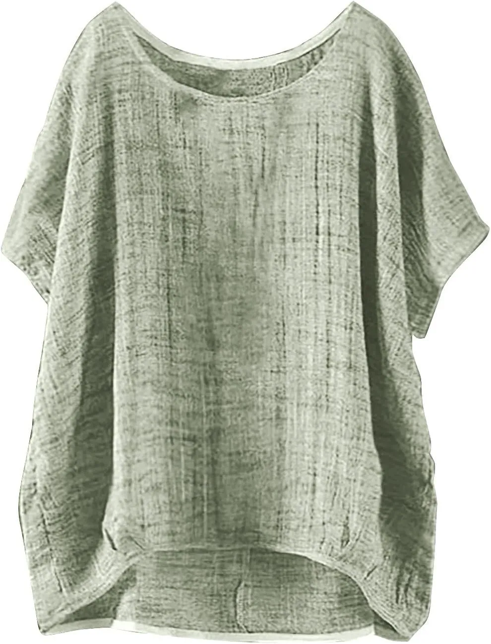 Cotton Linen Shirts for Women Three Quarter Sleeve Cotton and Linen Top with Stand Collar Dressy Casual Vacation Top