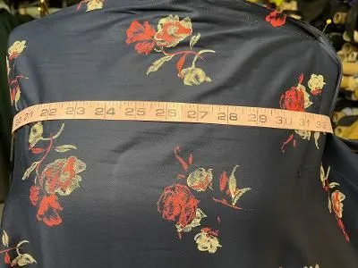 Cotton Satin Floral Print- Navy/Red/Beige