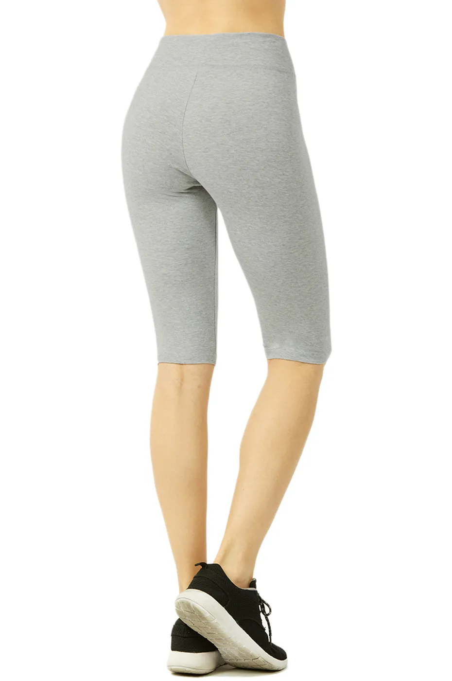 COTTONBELL LADIES COTTON 21 INCH OUTSEAM SHORTS WITH HIGH WAISTBAND (WP4021C_H.GRY)