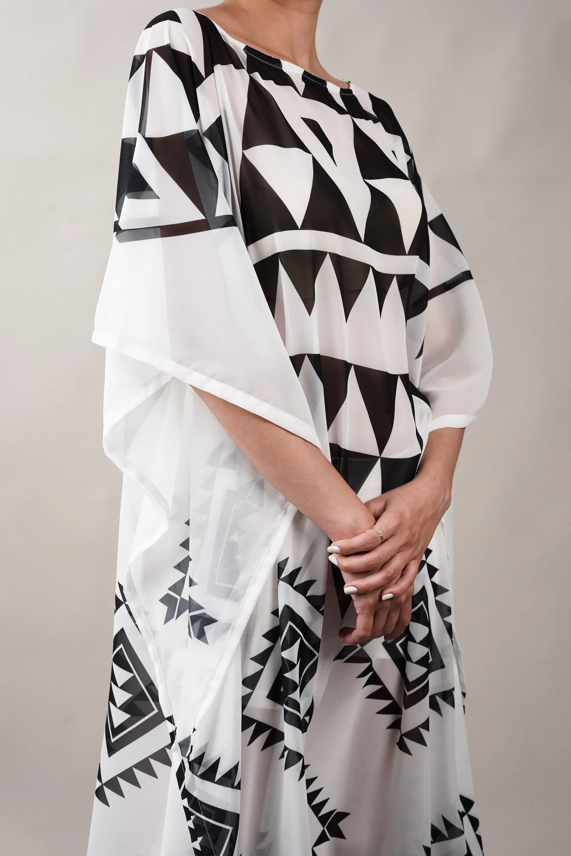 Cover-Up Geometric Print Kaftan