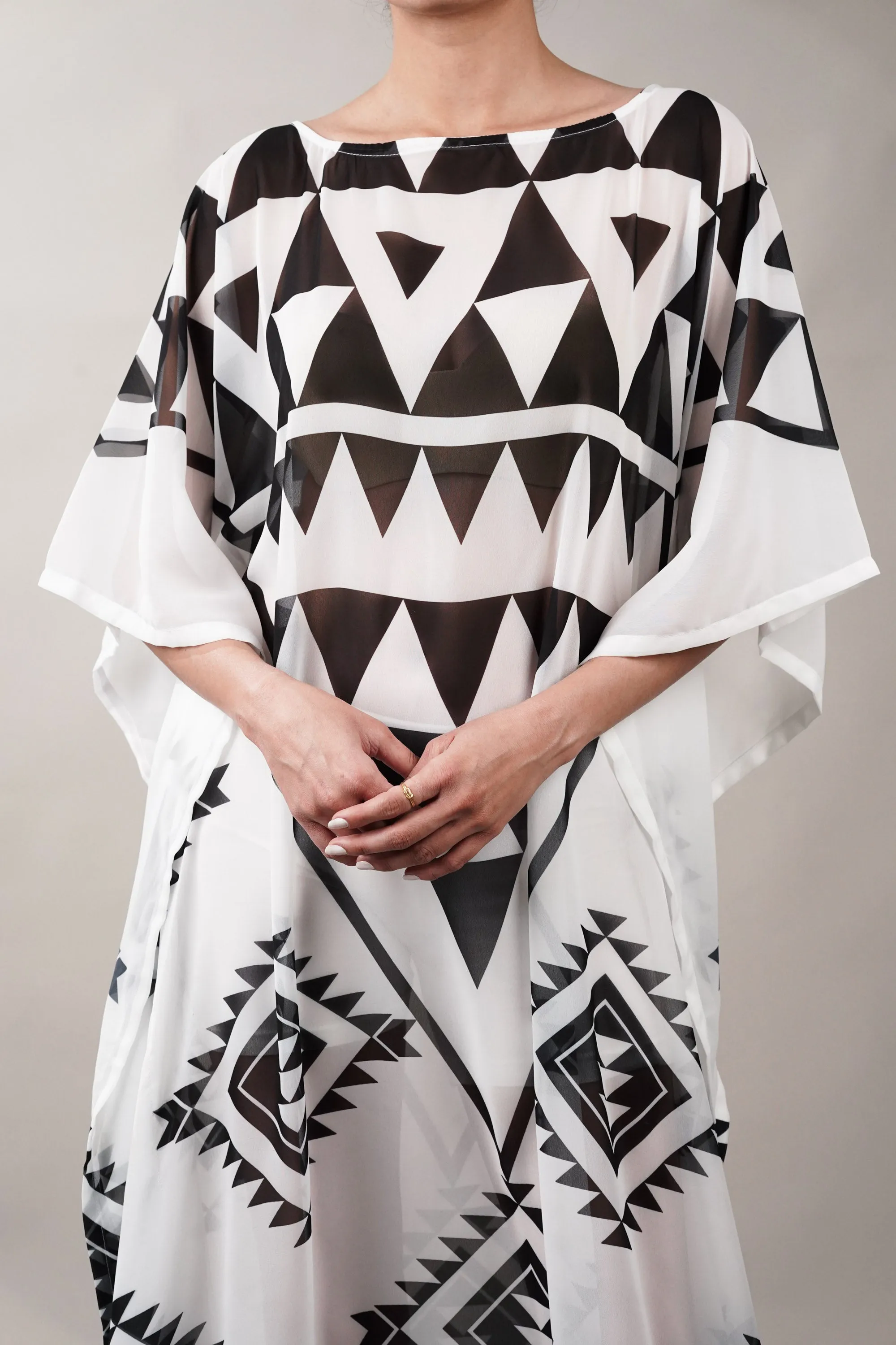 Cover-Up Geometric Print Kaftan