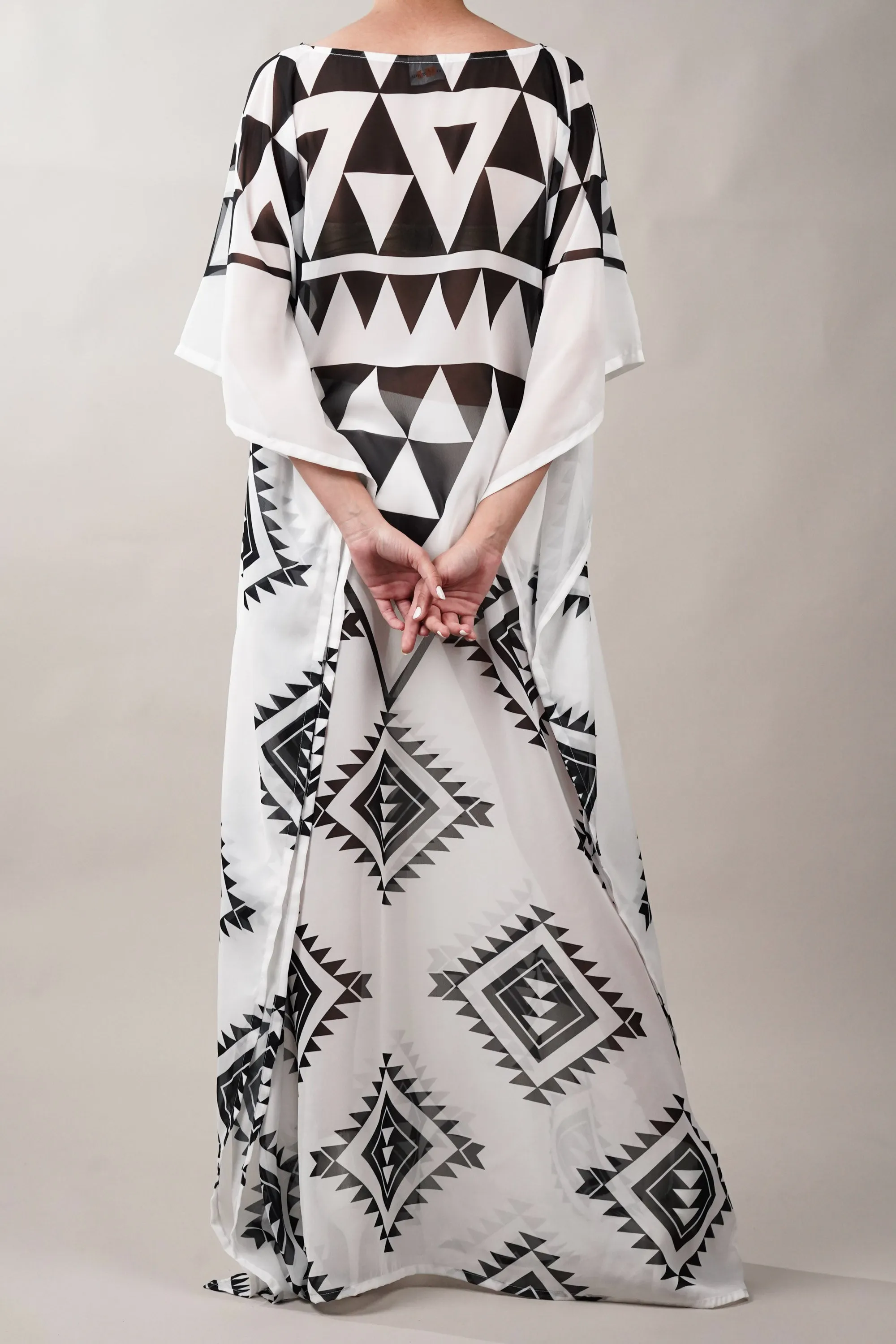 Cover-Up Geometric Print Kaftan