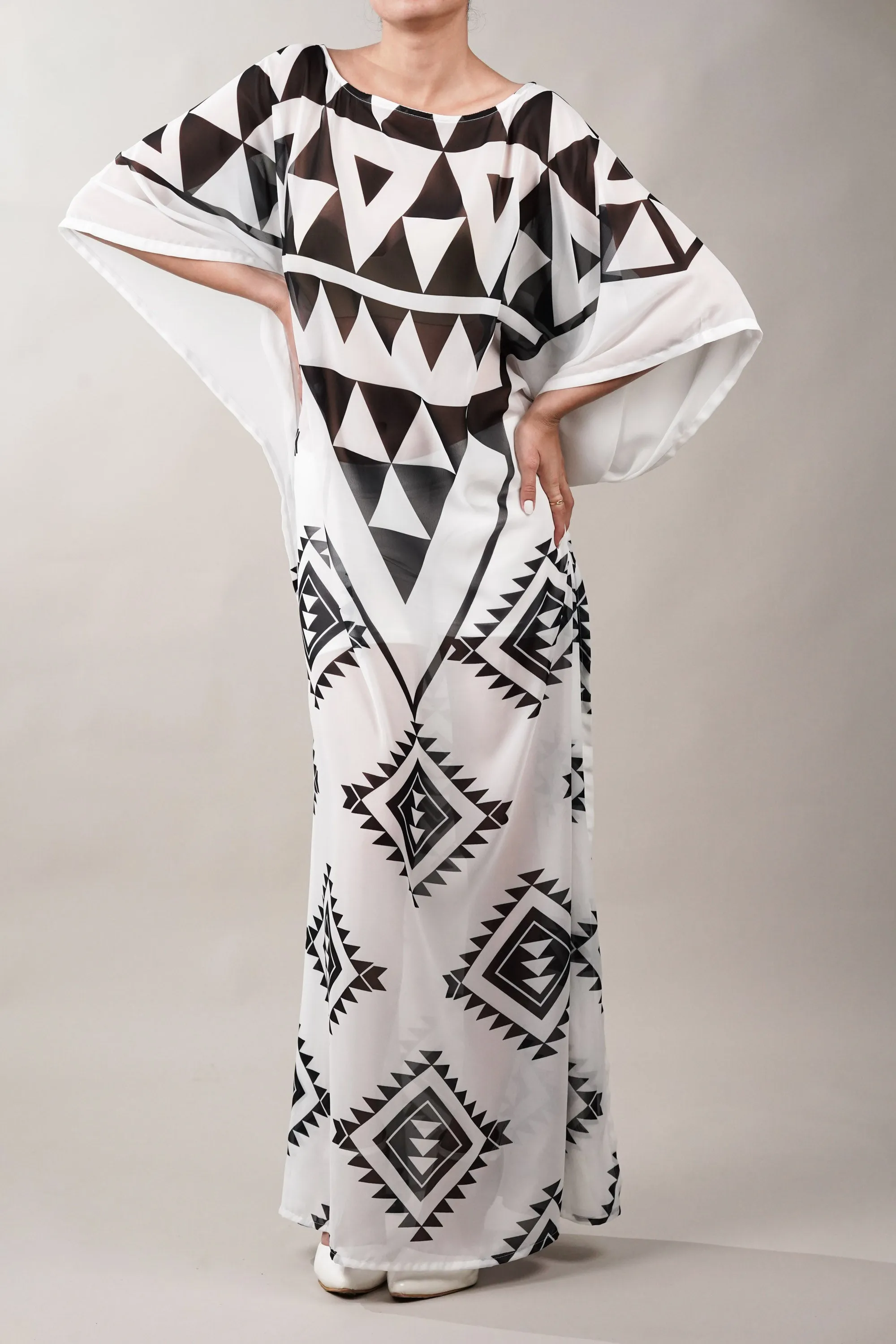 Cover-Up Geometric Print Kaftan