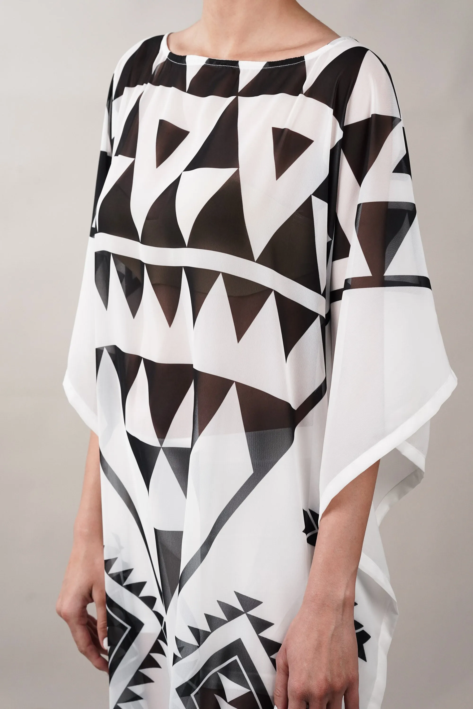 Cover-Up Geometric Print Kaftan