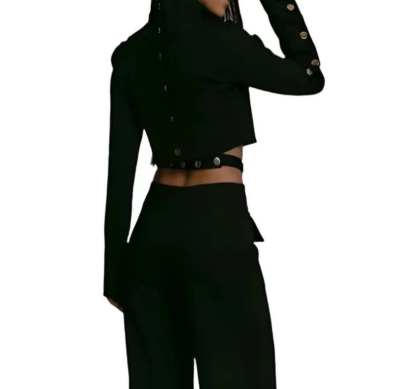 Crossover Buckle Cargo Pants Set