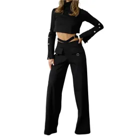 Crossover Buckle Cargo Pants Set