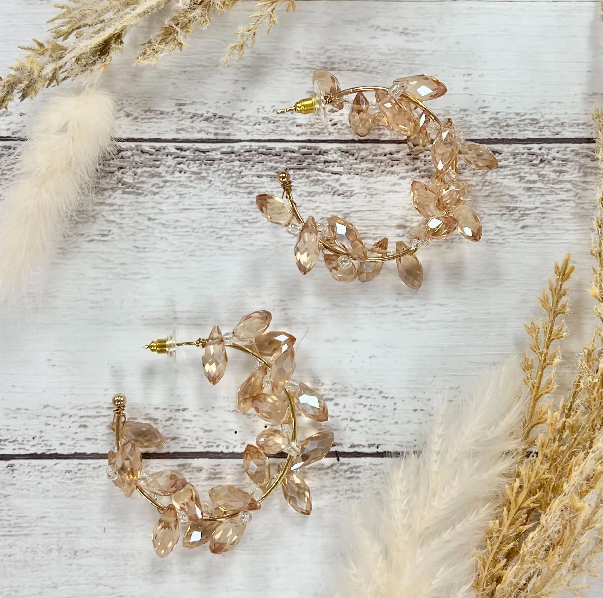Crystal Gem Hoops, Champagne