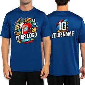 Custom Sport Performance T-Shirt, 100% Polyester, Moisture-Wicking, Personalized with Your Design, Printed in The USA