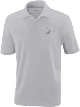 Custom Text Embroidered Sail Boat Style 2 Mens Adult Button-End Spread Short Sleeve Polyester Proformance Polo Shirt Golf Shirt - Platinum