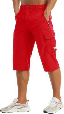 evzosrz Men's 3/4 Shorts Quick Dry Lightweight Workout Shorts Fishing Golf Athletic Hiking Capri Pants with Zipper Pockets