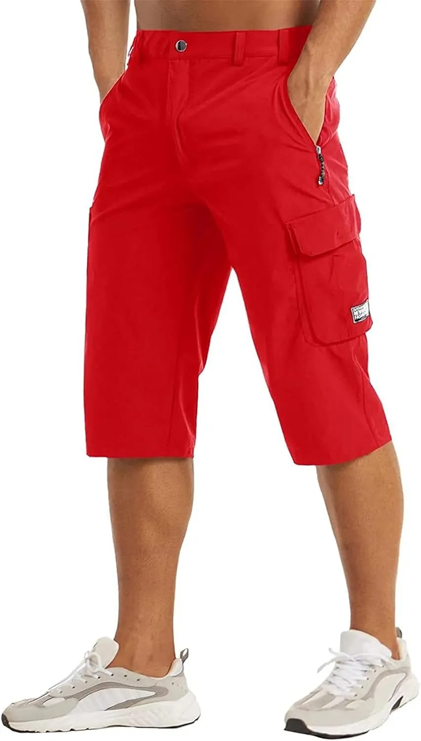 evzosrz Men's 3/4 Shorts Quick Dry Lightweight Workout Shorts Fishing Golf Athletic Hiking Capri Pants with Zipper Pockets