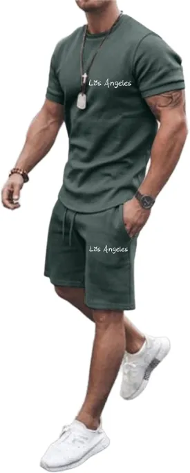 Fashion Men's Tracksuits, 2 Piece Summer Casual Athletic Jogging Sweatsuits Outfits Short Sleeve Track Suits for Men Set