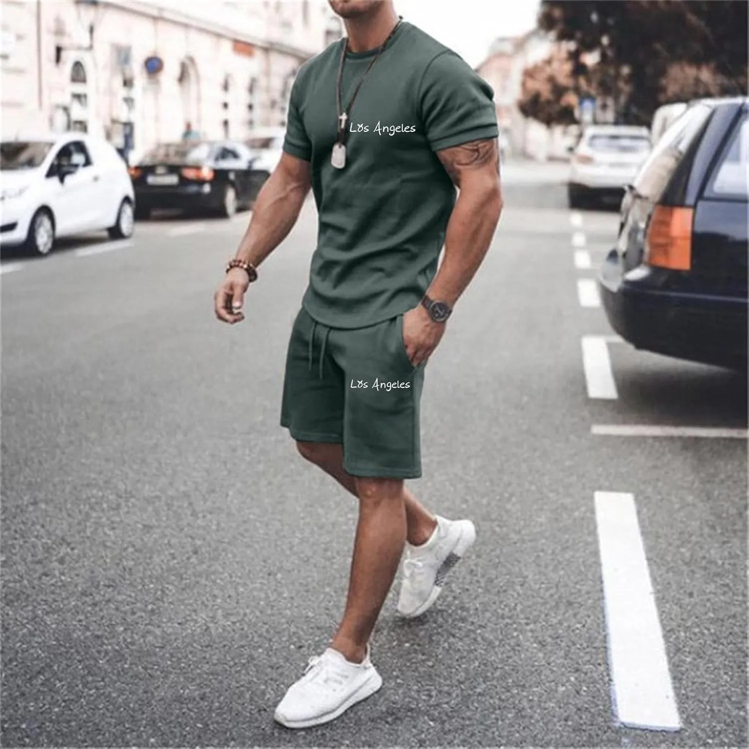 Fashion Men's Tracksuits, 2 Piece Summer Casual Athletic Jogging Sweatsuits Outfits Short Sleeve Track Suits for Men Set