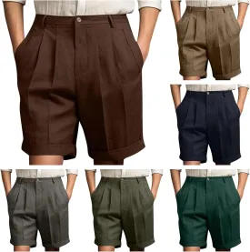 Finelylove Dress Shorts Summer Casual Pleated Front Work Golf Chino Shorts Button Waist Lightweight Beach Vacation Outfits