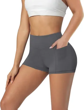 GAYHAY Biker Shorts for Women with Pockets - 8"/5"/3" Booty High Waisted Black Spandex Volleyball Short for Workout Yoga