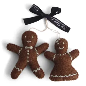 Gingerbread Man and Woman Christmas Ornaments (Set of 2) by Én Gry & Sif