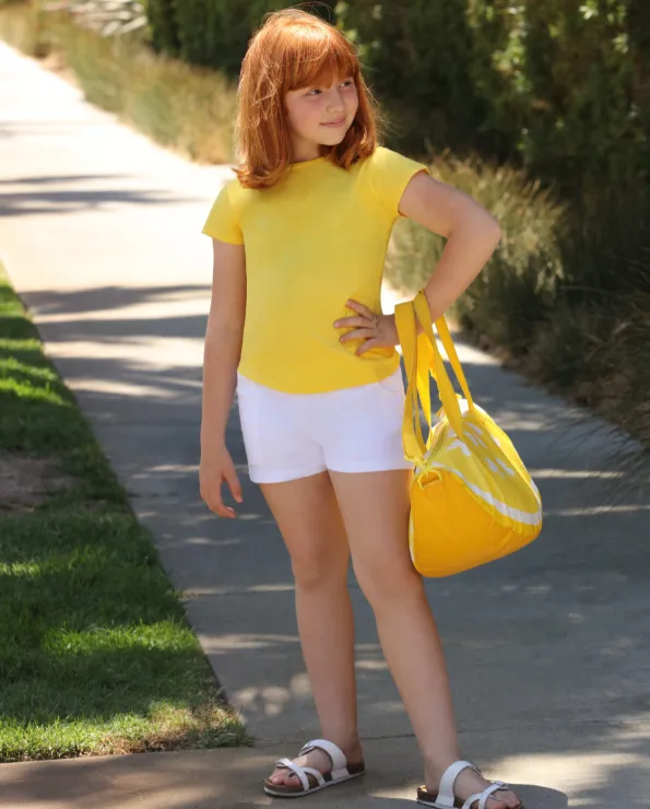 Girls Soft Cotton Jersey Cap Sleeve Crew Tee | Navy