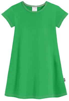Girls Soft Cotton Jersey Cap Sleeve Dress | Elf Green