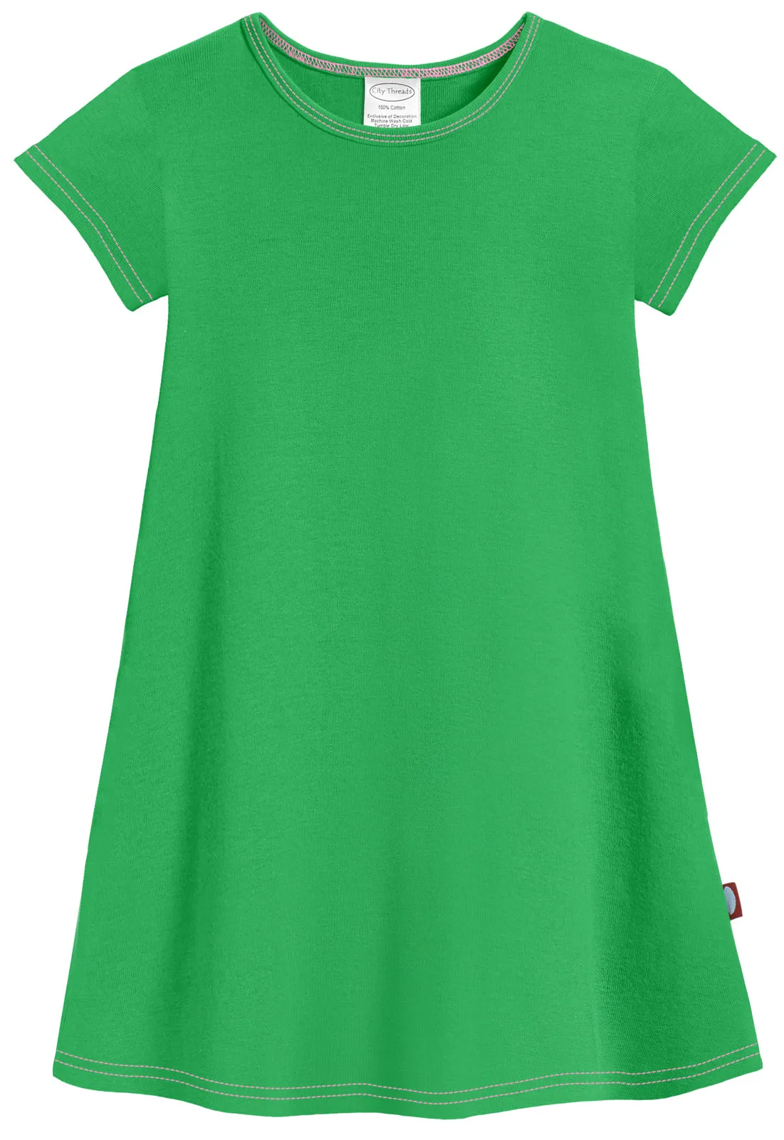 Girls Soft Cotton Jersey Cap Sleeve Dress | Elf Green