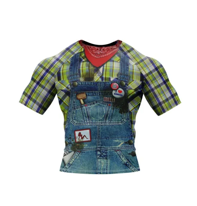 Green-Blue Plaid RASH GUARD -Long or Short Sleeved