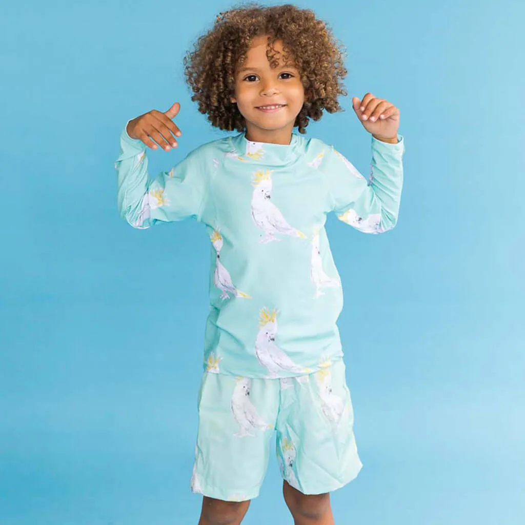 Green Cockatoo Kids' Boardshorts