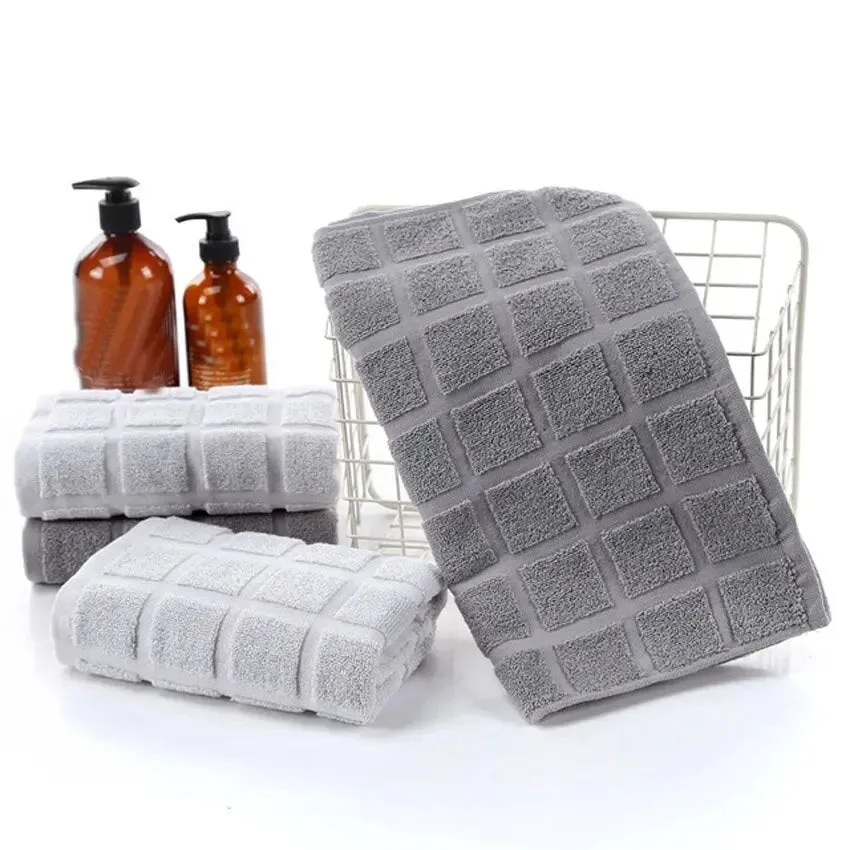 Grey Geometric Cotton Towels | Thick Face Towel for Home, Spa, Swimming, and Beach | Perfect for Adults, Kids, Yoga, and Sports
