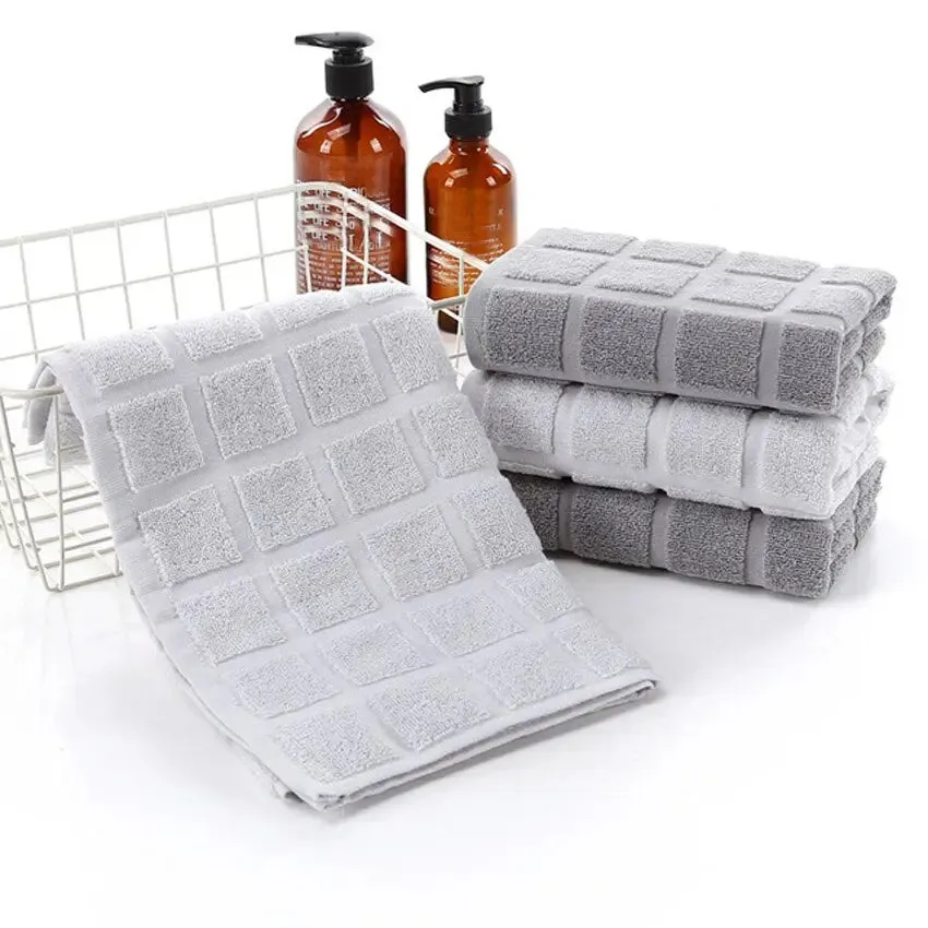 Grey Geometric Cotton Towels | Thick Face Towel for Home, Spa, Swimming, and Beach | Perfect for Adults, Kids, Yoga, and Sports
