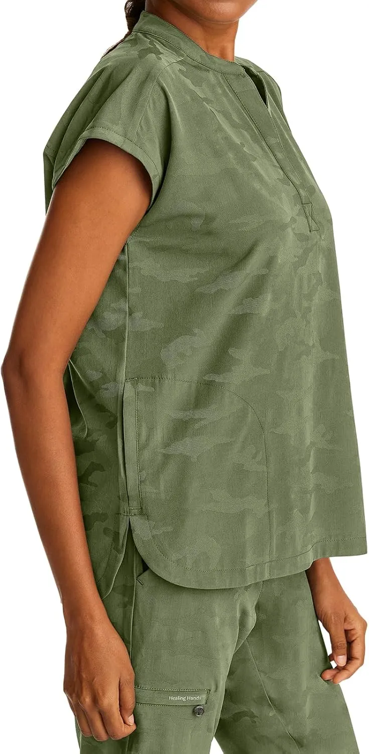 Healing Hands Scrub Top for Women Modern Fit Tee with 2 Pockets, Moisture Wicking, 360 Stretch and Quick Dry Fabric 2352