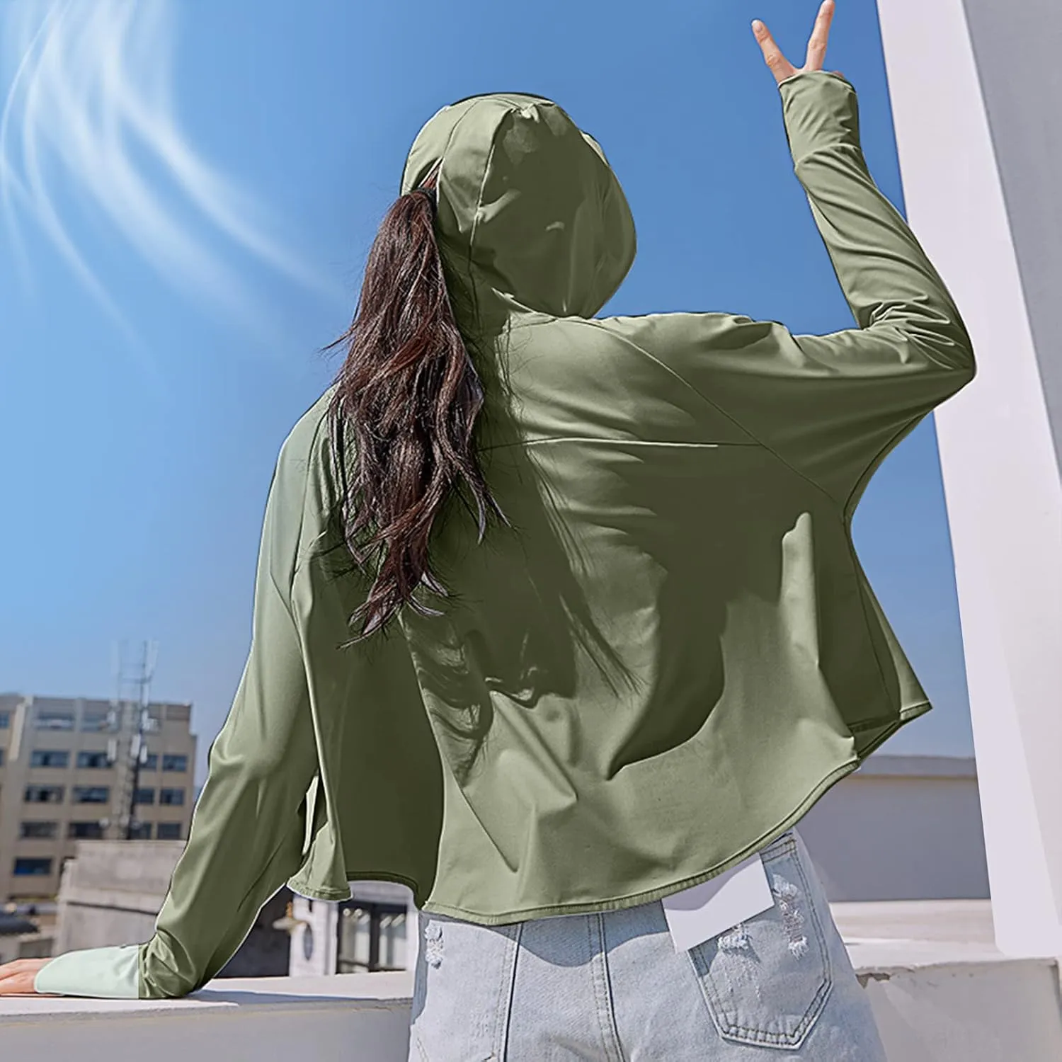 Hercicy 2 Pcs UV Protection Clothing Sun Protection Hoodie Jacket Full Zip UV Block Clothing for Women