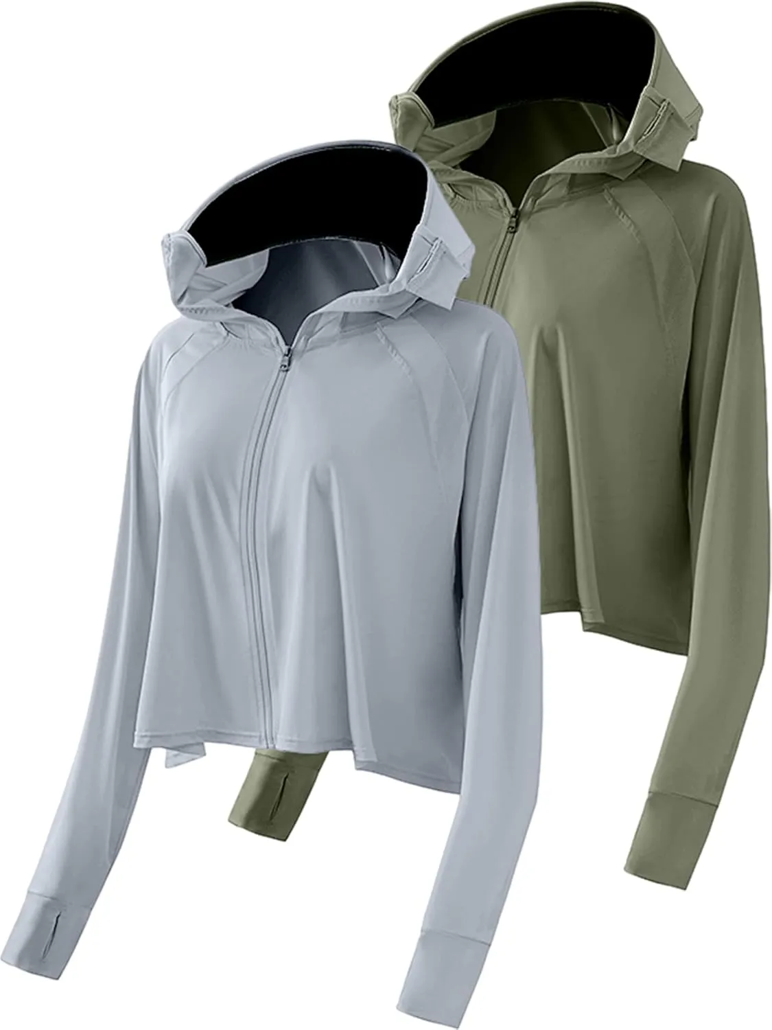Hercicy 2 Pcs UV Protection Clothing Sun Protection Hoodie Jacket Full Zip UV Block Clothing for Women