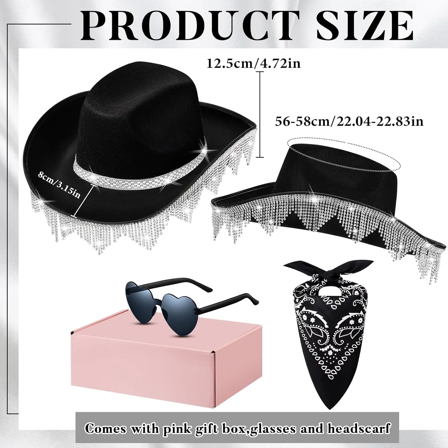 Hercicy Glitter Cowboy Hat for women Rhinestone Sparkly Cowgirl Hat for Concert Birthday Party Renaissance