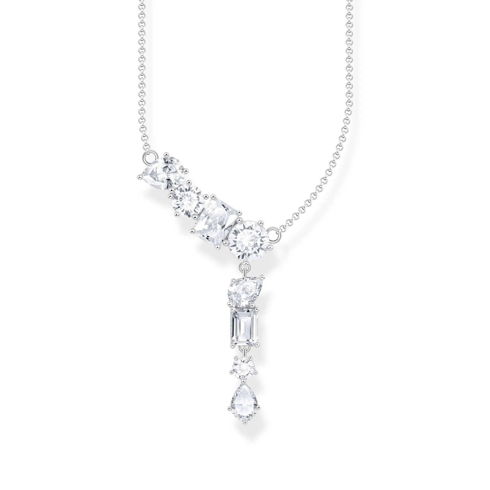 Heritage Glam Necklace in Y-shape with white zirconia