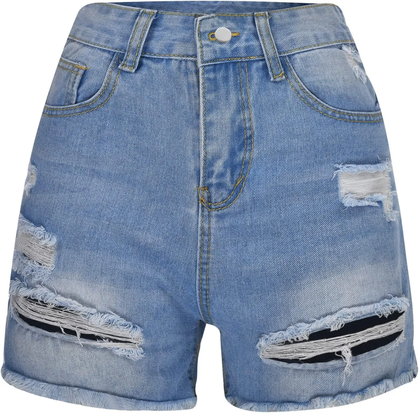 hlysgo Jeans Shorts for Women Mid Rise Ripped Jean Shorts Stretchy Frayed Raw Hem Casual Denim Shorts 2024 Summer Shorts