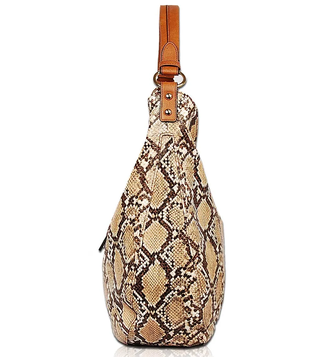 Jacintha Reptilian Skin Look Hobo Bag PY1735