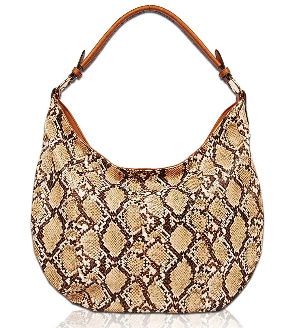 Jacintha Reptilian Skin Look Hobo Bag PY1735