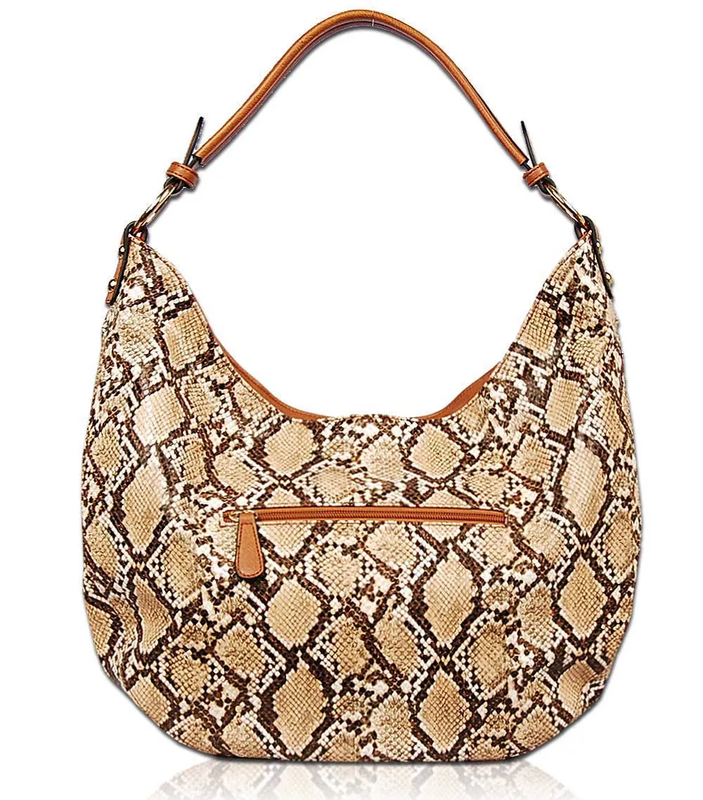 Jacintha Reptilian Skin Look Hobo Bag PY1735
