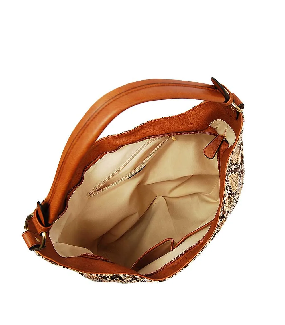 Jacintha Reptilian Skin Look Hobo Bag PY1735