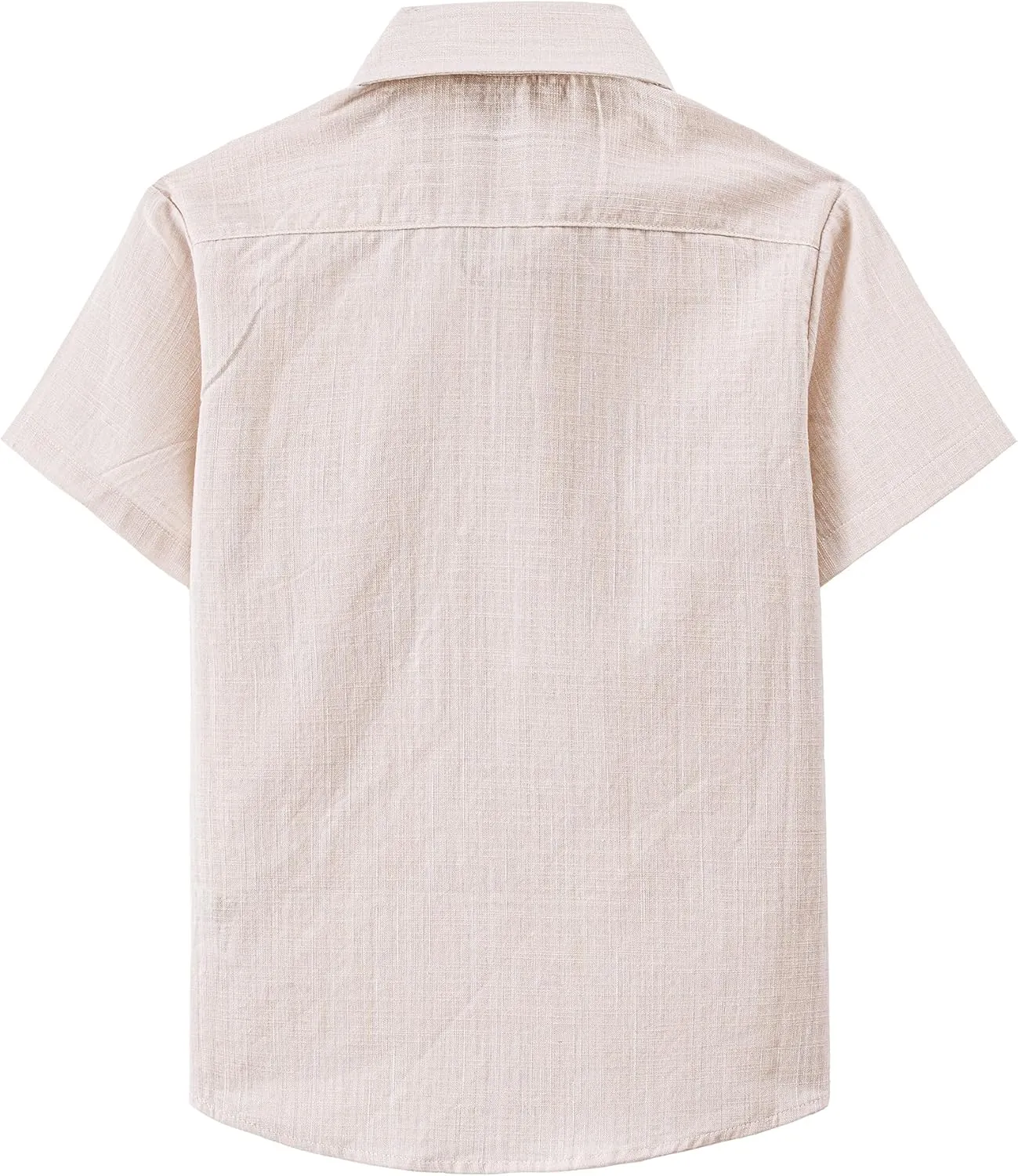 JOGAL Boys Chambray Shirts Short Sleeve Button Down Casual Cotton Woven Shirt with Two Pockets for Kids 6-14 Years