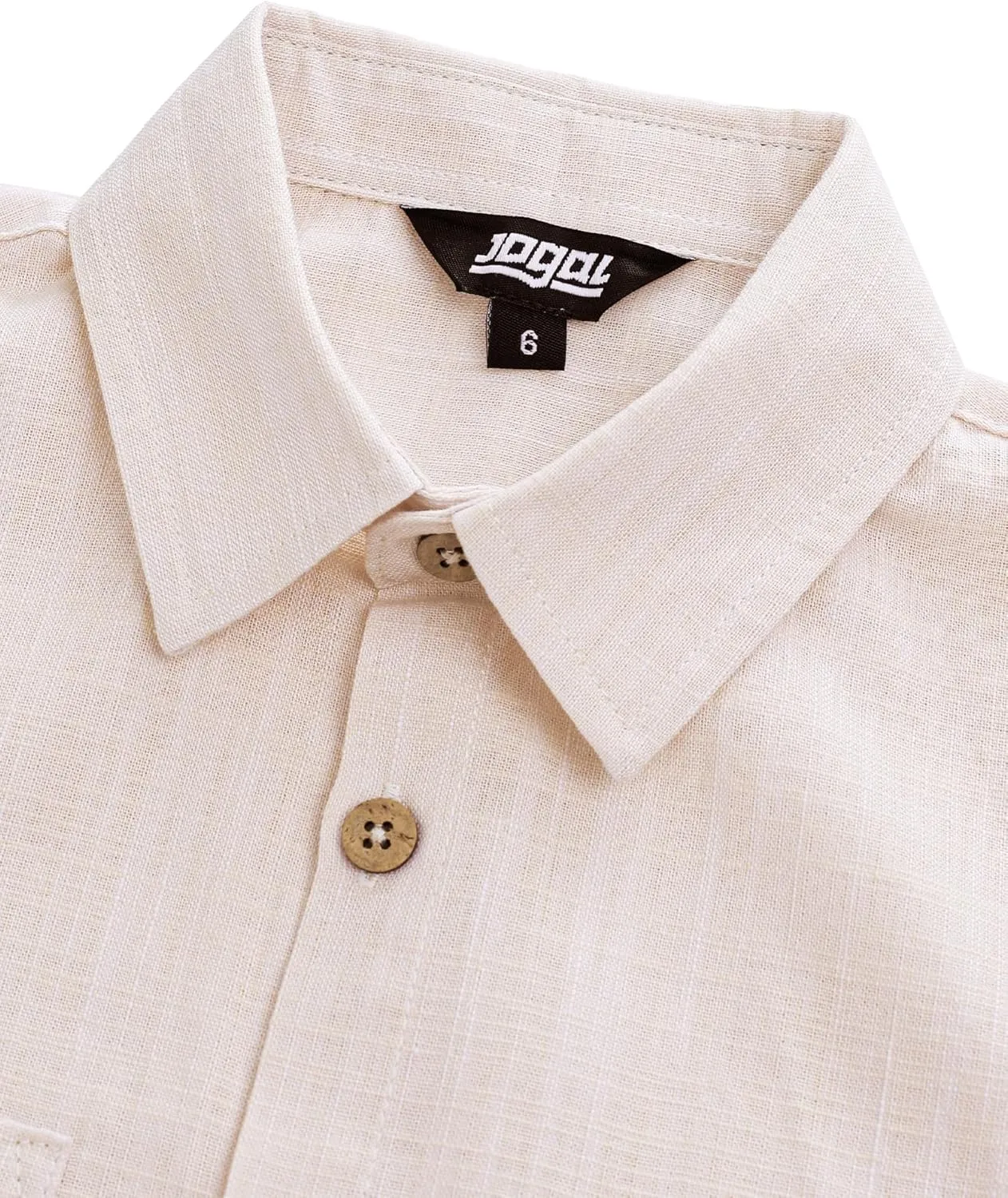 JOGAL Boys Chambray Shirts Short Sleeve Button Down Casual Cotton Woven Shirt with Two Pockets for Kids 6-14 Years