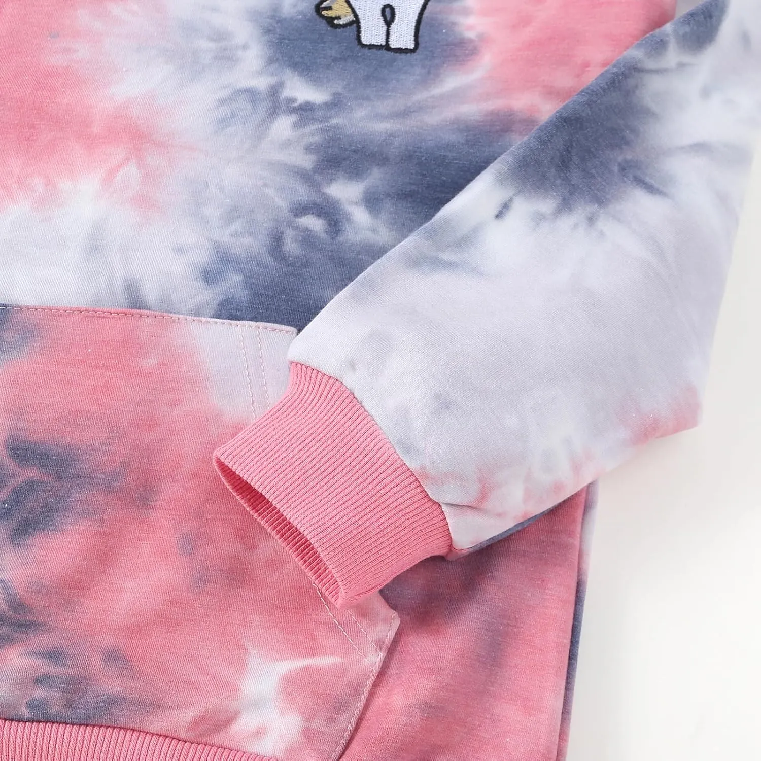 Julerwoo Girl's Rainbow & Unicorn Cotton Hoodie Tie dye Printed Sweatshirt Pullover Tops for Toddlers Girls