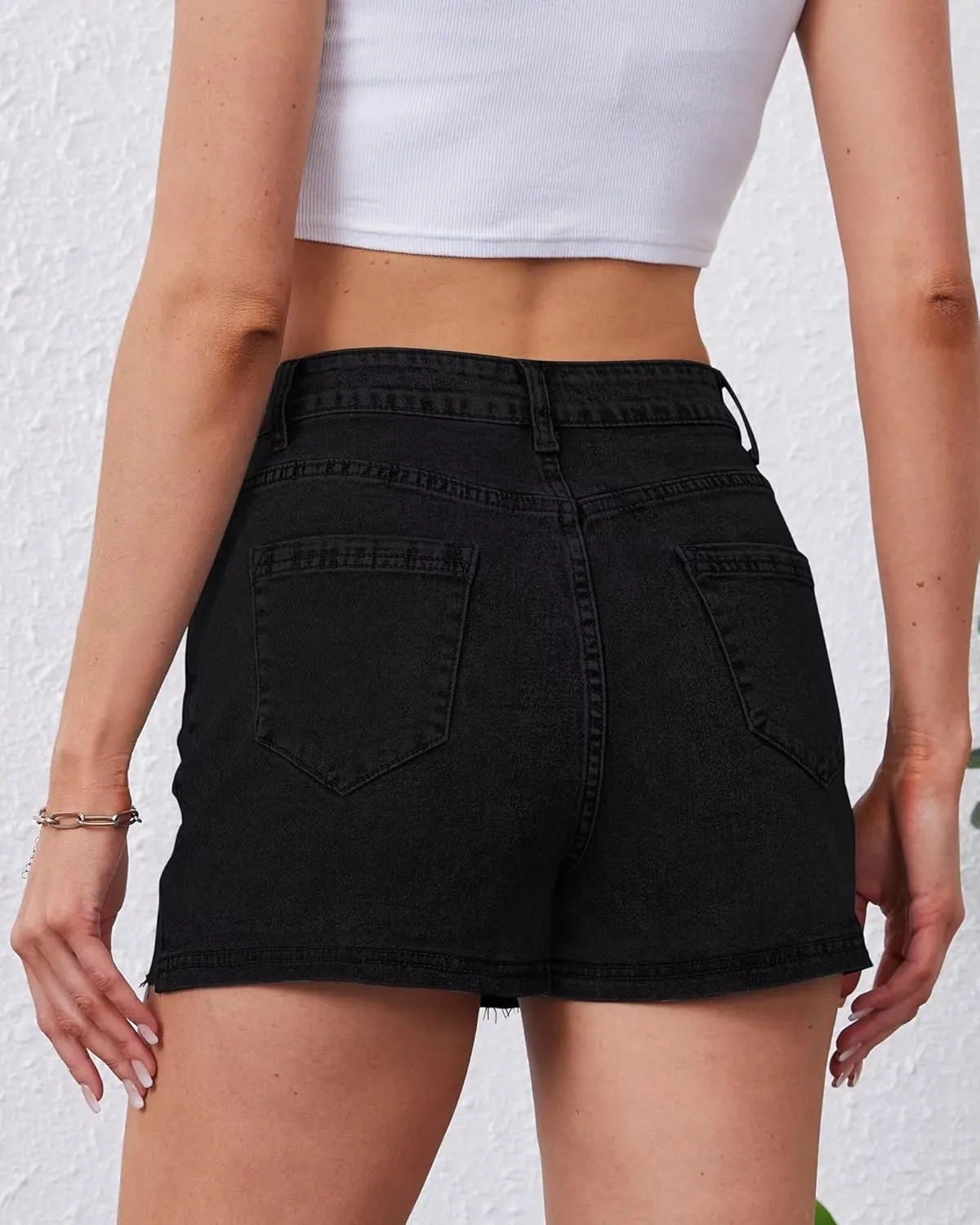 KDF Denim Skort for Women Denim Skirt with Shorts Frayed Raw Hem Mini Skort Blue Jean Skirt for Women Jean Skort