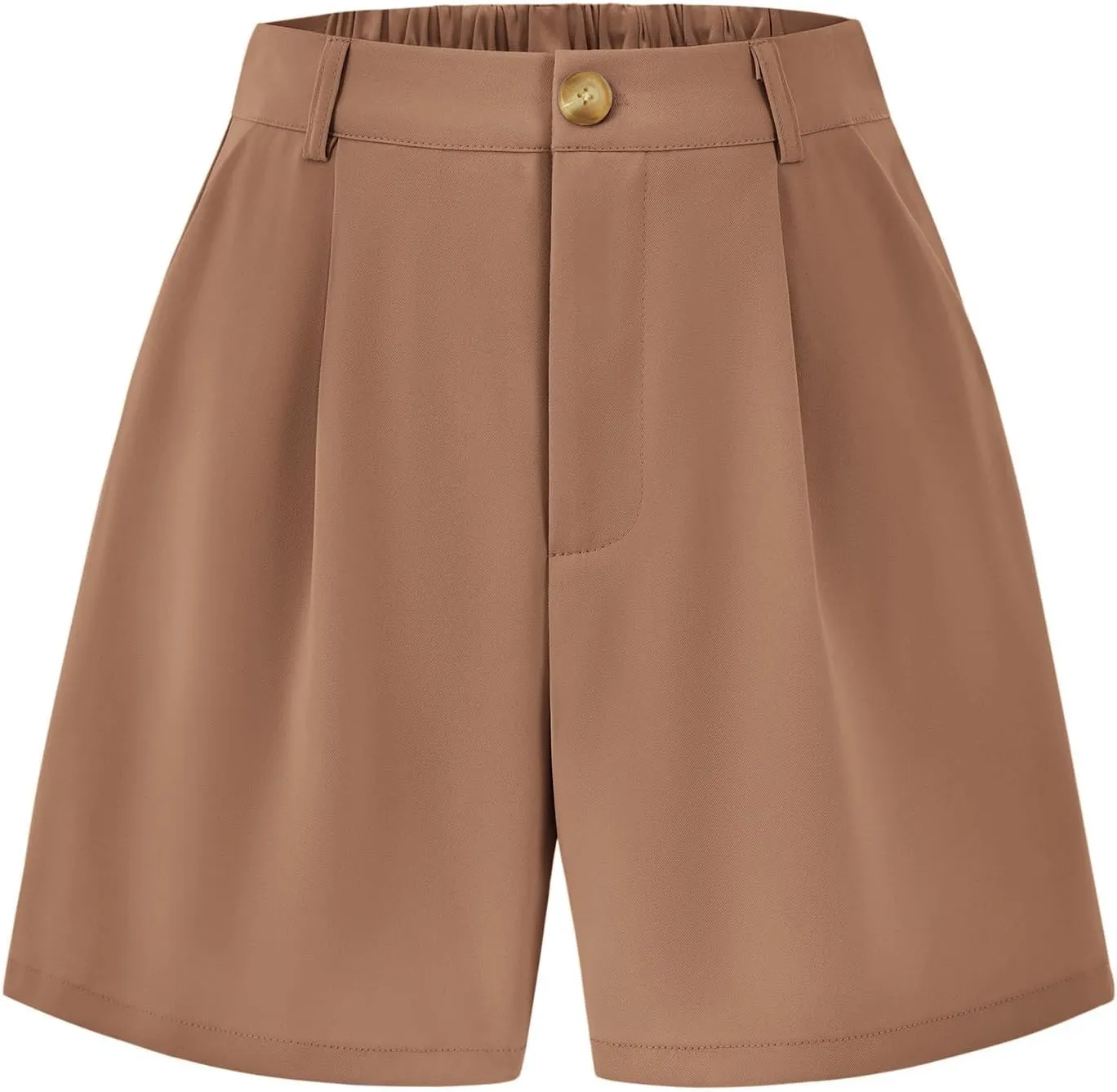 KIRUNDO Shorts for Women Dressy Casual Summer Elastic Waist in The Back Pleated Wide Leg Tailored Work Trouser Shorts